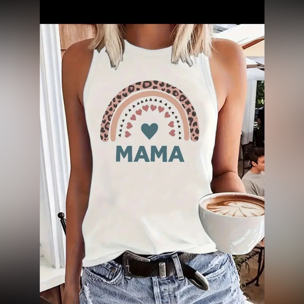 New woman’s mama tank top white